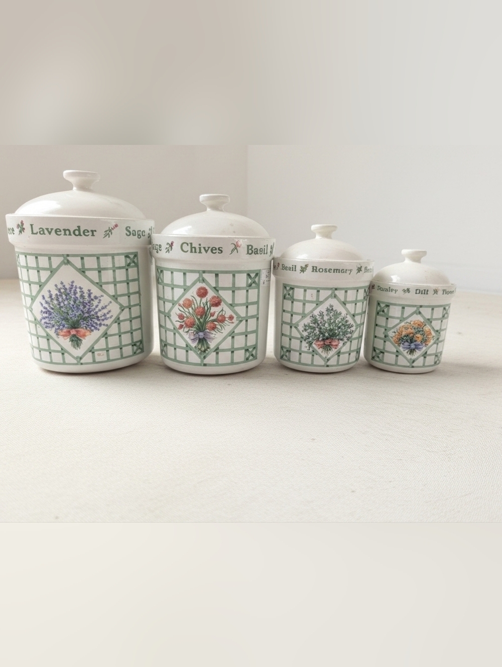 Cottagecore Vintage Holly Holderman for CIC Herb Garden "Lake House" Canisters
